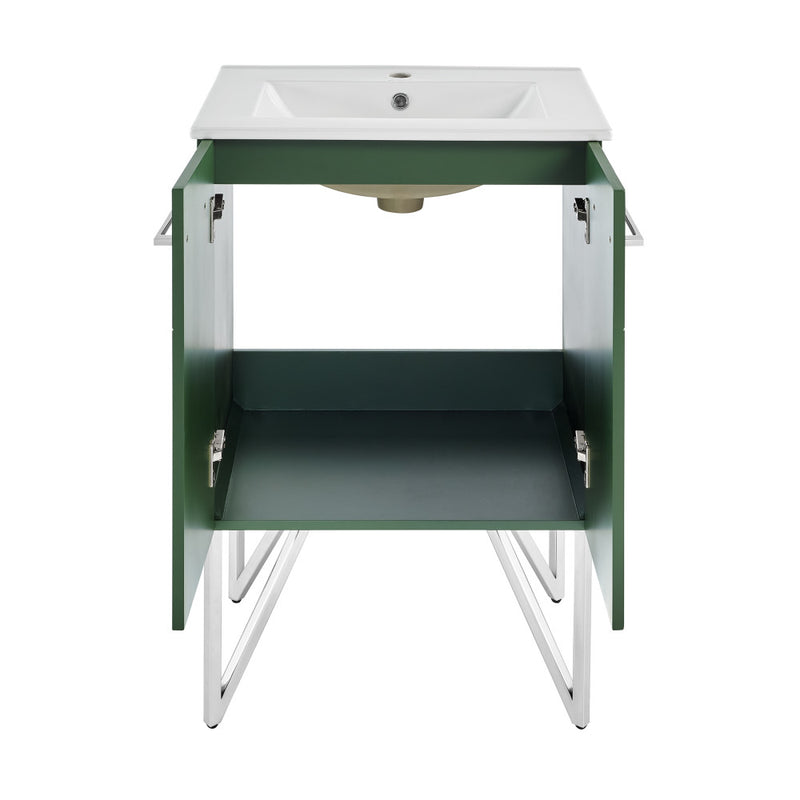 Annecy 24" Freestanding Bathroom Vanity in Atlas Green with Sink Top