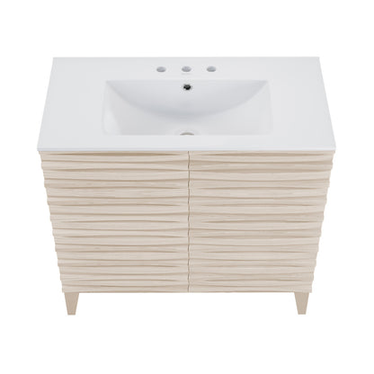 Cascade 30" Freestanding Bathroom Vanity in White Oak with 3-Hole Widespread Sink Top