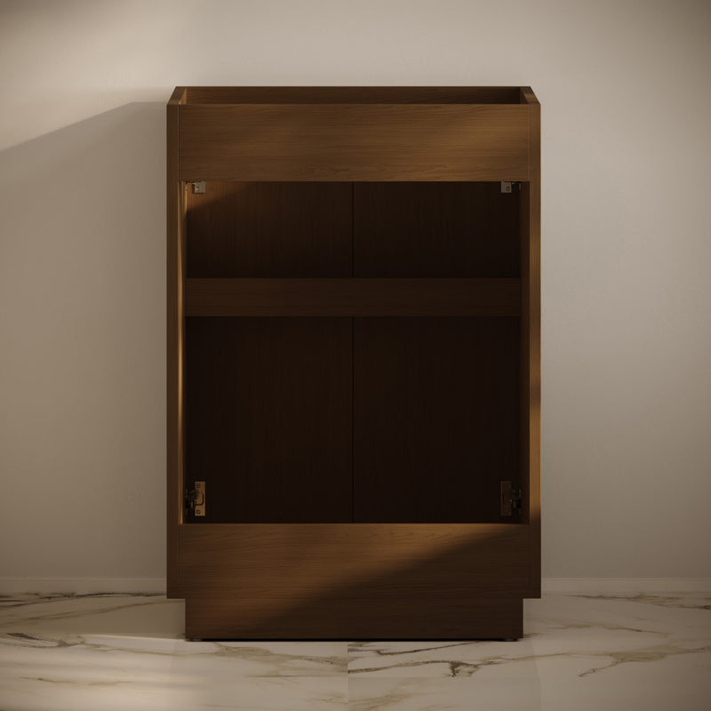 St. Tropez 24" Freestanding Bathroom Vanity Cabinet without Top in Brown Oak