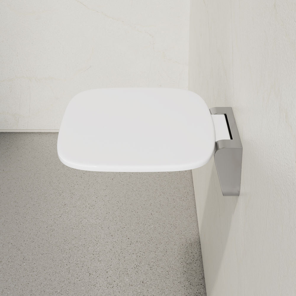 Auvergne 14" x 11" Folding Wall-Mounted Shower Seat in Glossy White