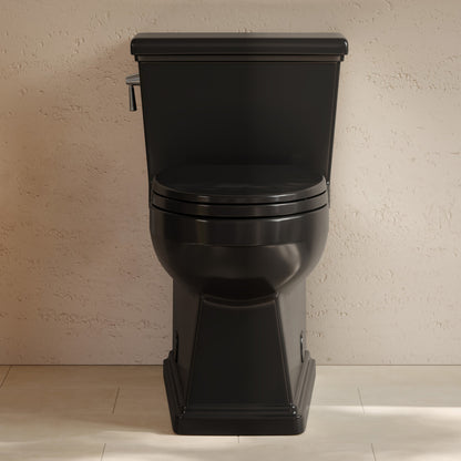 Voltaire II One-Piece 12" Rough-in 1.28 GPF Left-Hand Flush ADA Elongated Toilet in Glossy Black, Nano-Glaze