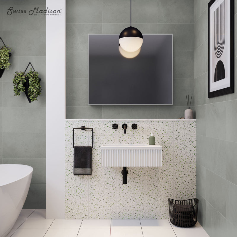 Delice 24" Rectangle Wall-Mount Bathroom Sink in Matte White