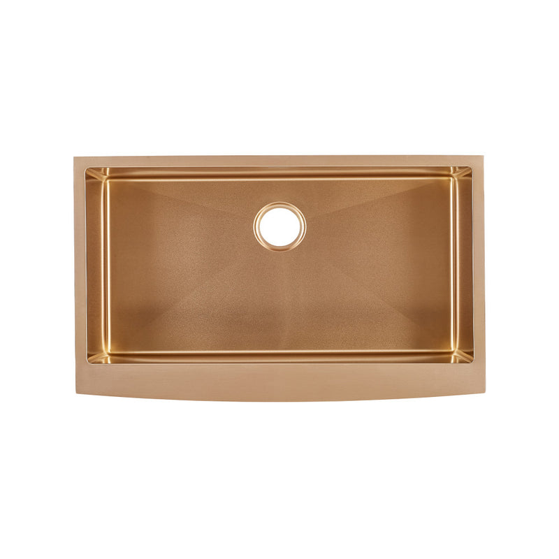 Rivage 33 x 21 Stainless Steel, Single Basin, Farmhouse Kitchen Sink with Apron in Rose Gold