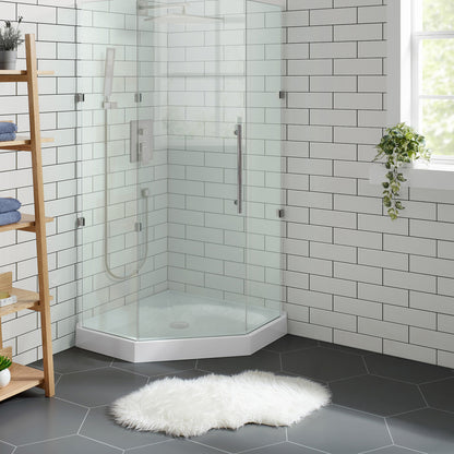 Voltaire 42" x 42" Acrylic White, Single-Threshold, Center Drain, Neo-angle Shower Base