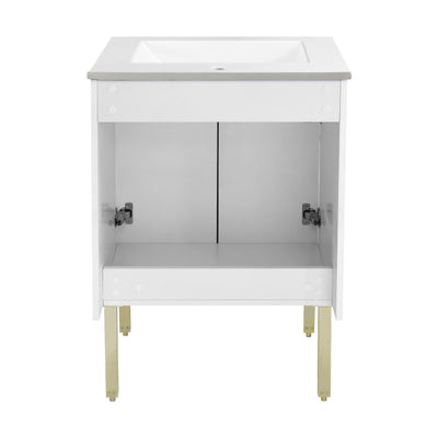 Lumiére 24" Freestanding Bathroom Vanity in White with Sink Top
