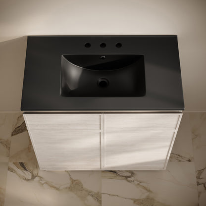 St. Tropez 36" Freestanding Bathroom Vanity in White Oak with Black 3-Hole Widespread Sink Top
