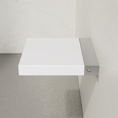 Avenir 14" x 13" Folding Wall-Mounted Shower Seat in Glossy White, PU Leather Padded