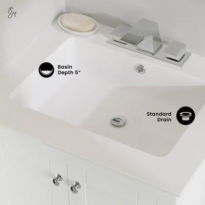 Voltaire 25 Vanity Top Sink with 3 Centerset Faucet Holes