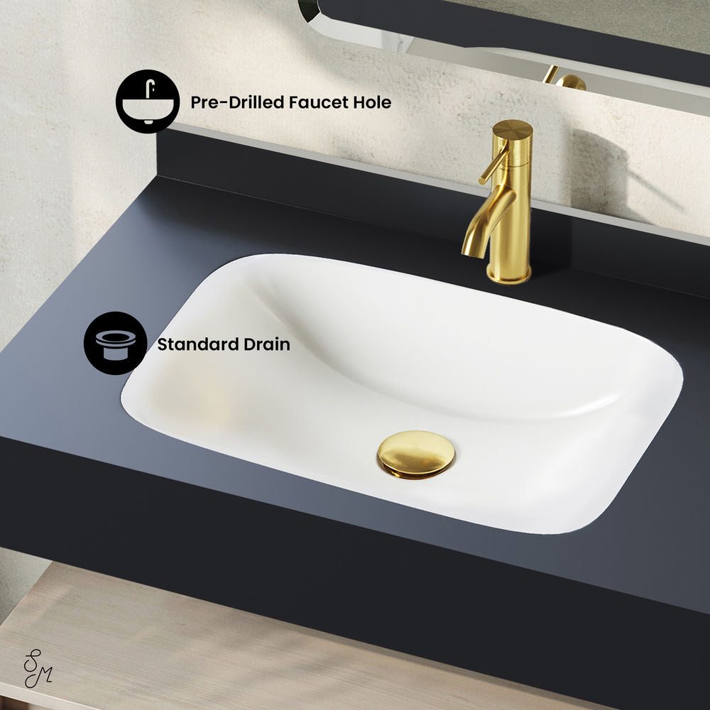 Avancer 36" Wall-Mounted Bathroom Vanity in White Oak with Black Marble Sink Top