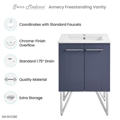 Annecy 24" Freestanding Bathroom Vanity in Purple with Sink Top