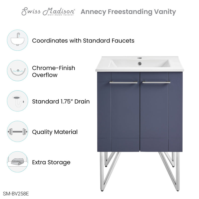 Annecy 24" Freestanding Bathroom Vanity in Purple with Sink Top