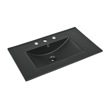 30" 3-Hole Widespread Vanity Sink Top in Matte Black