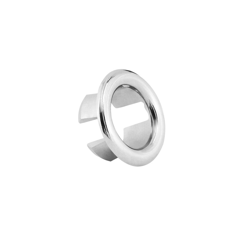 Round chrome bidet overflow drain cover replacement part.