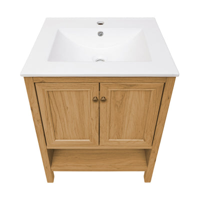 Château 24" Freestanding Bathroom Vanity in Golden Oak with Sink Top