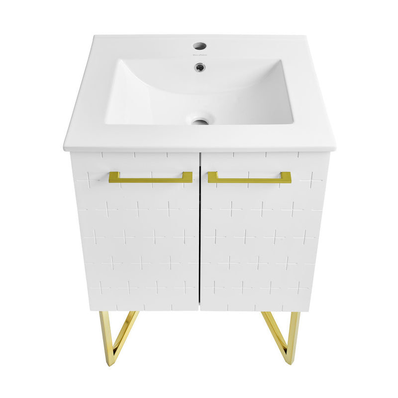 Annecy 24" Freestanding Bathroom Vanity in Galaxy White with Sink Top