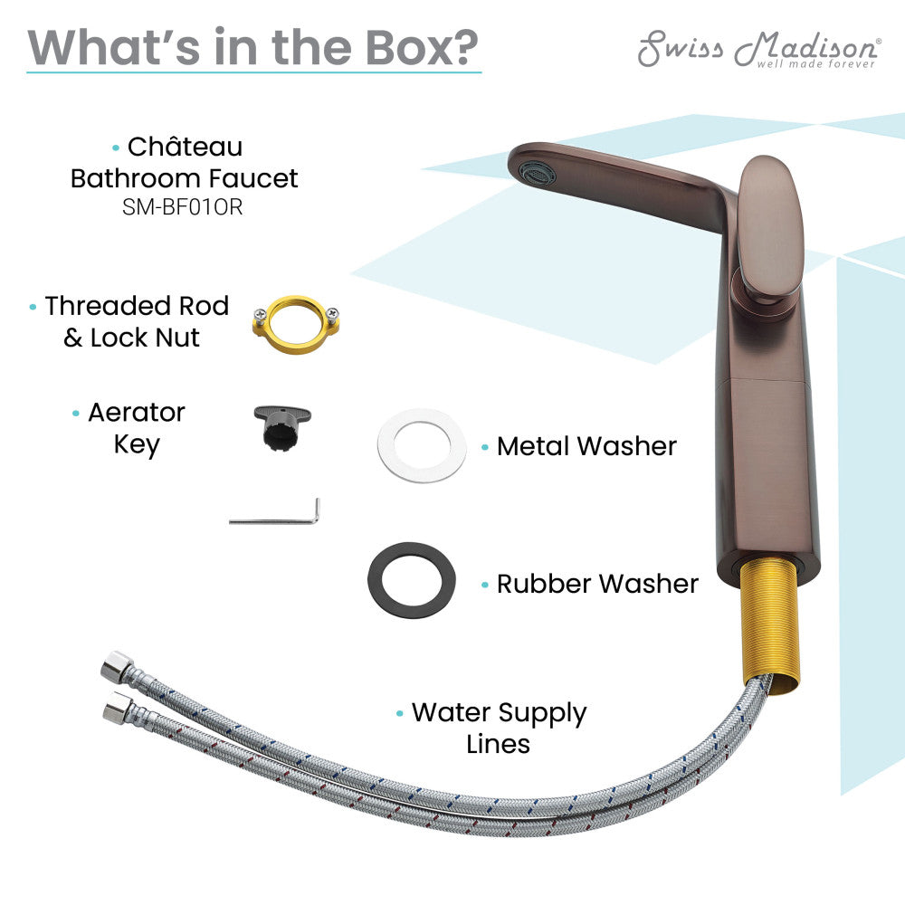 Single-handle high arc bathroom faucet in oil rubbed bronze with pull-out spray and braided water supply lines.