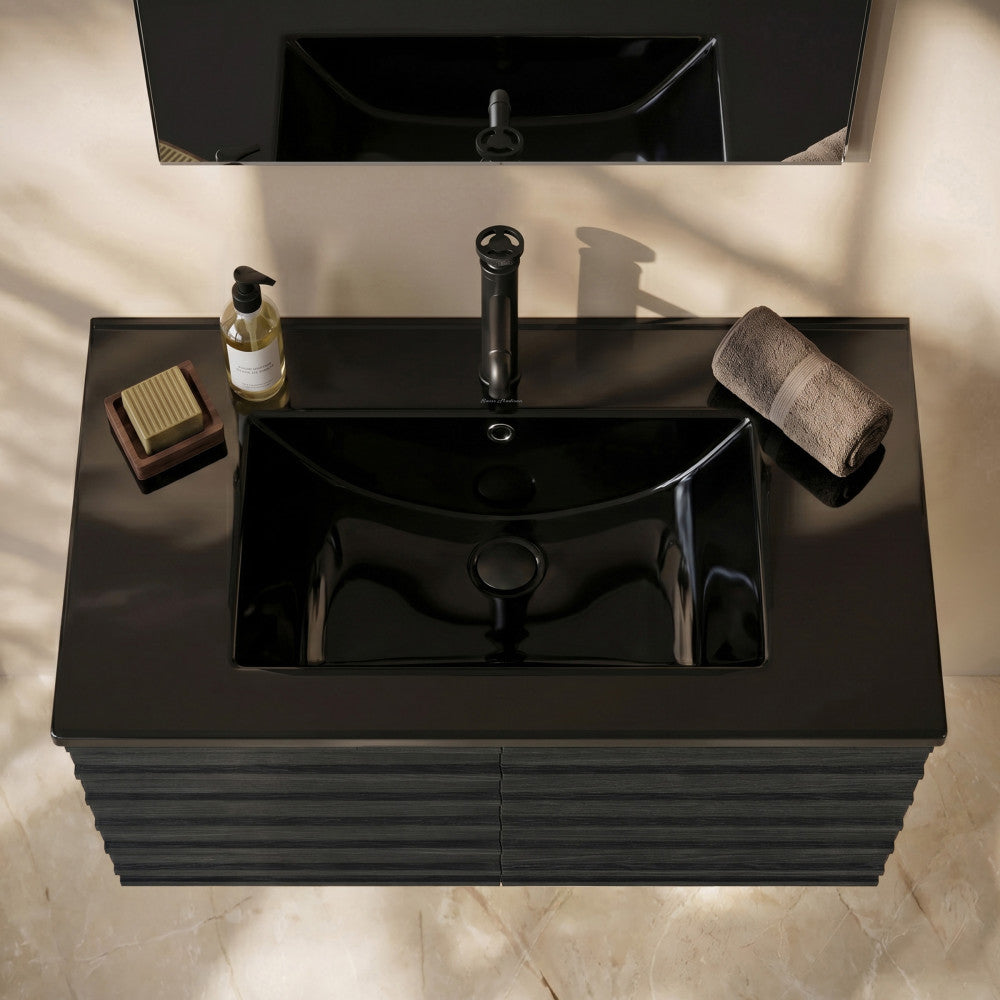 30" Vanity Sink Top in Glossy Black