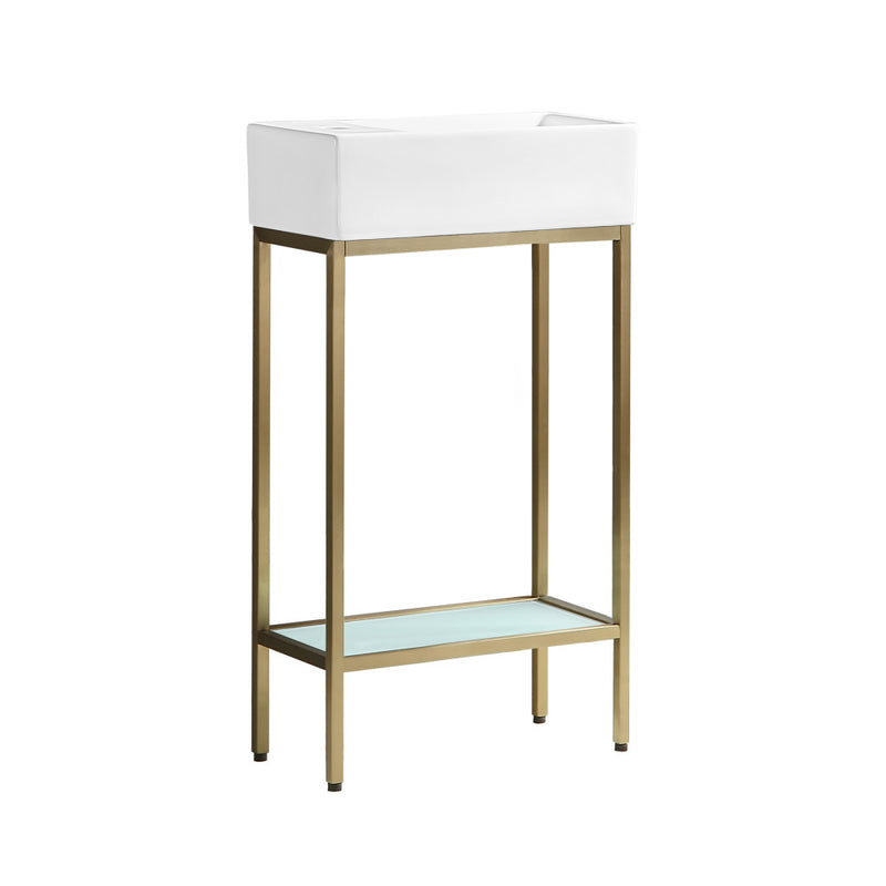 Pierre 19.5 Single, Freestanding, Open Shelf, Gold Metal Frame Bathroom Vanity