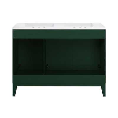 Cascade 48" Freestanding Bathroom Vanity in Green Oak with 3-Hole Widespread Double Basin Sink Top