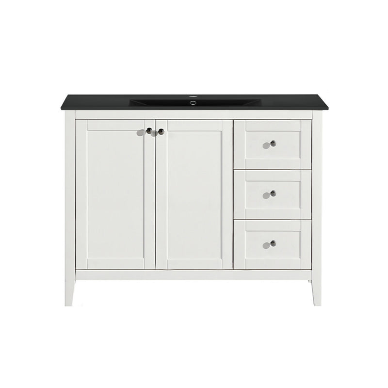 Cannes 48 in. White Bathroom Vanity With Black Ceramic Sink Top