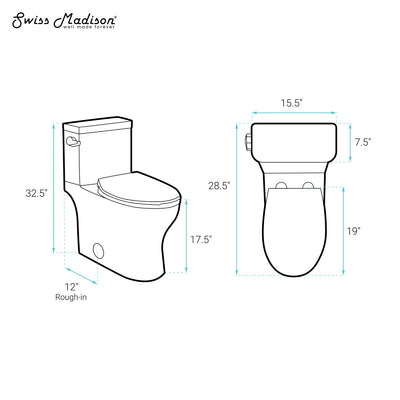 Classe Two-Piece Elongated Left Side Flush Handle Toilet 1.28 gpf
