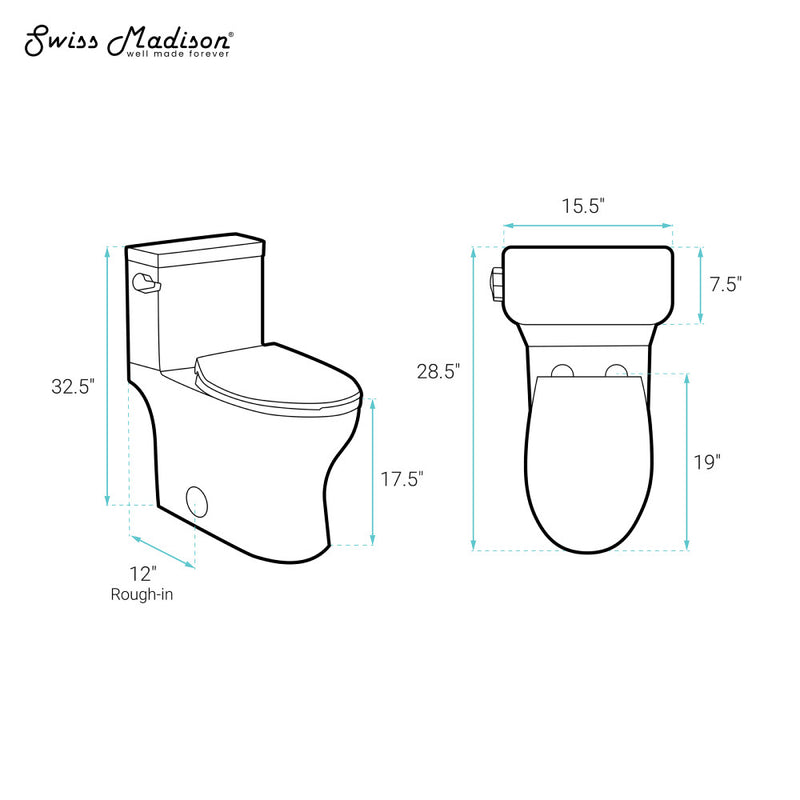 Classe Two-Piece Elongated Left Side Flush Handle Toilet 1.28 gpf