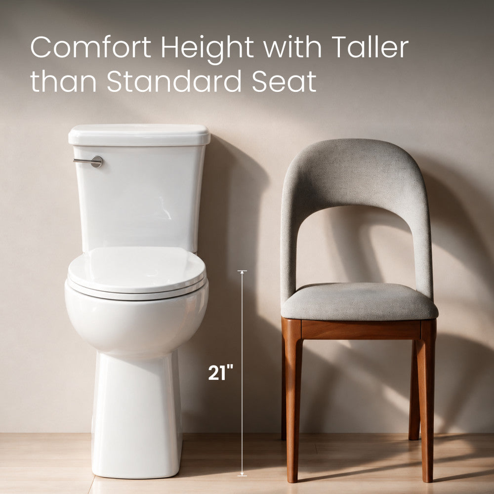 Classe Extra Tall Two-Piece 12" Rough-in 1.28 GPF Elongated Toilet – 21" Bowl Height – Glossy White
