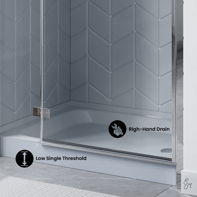 Voltaire 48" x 36" Single-Threshold, Right-Hand Drain, Shower Base in Grey