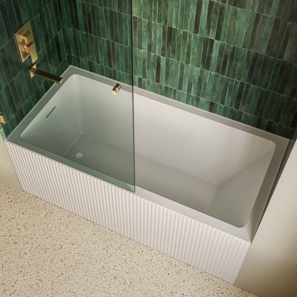 Lafayette 60 x 30 Skirted Left Drain Soaking Apron Bathtub in Glossy White with Integrated Overflow and Drain