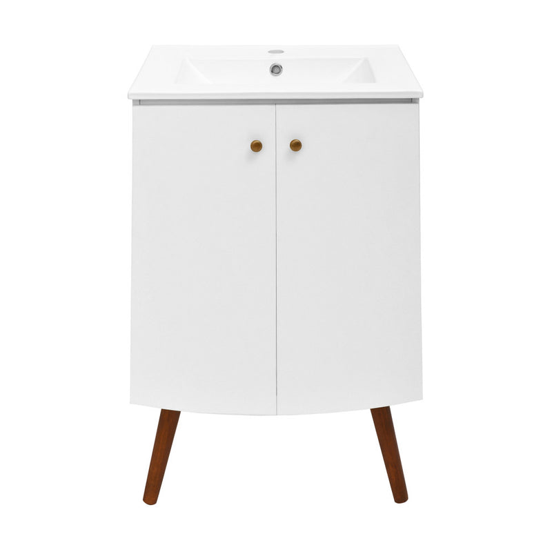 Manoir 24" Freestanding Bathroom Vanity in White with Sink Top