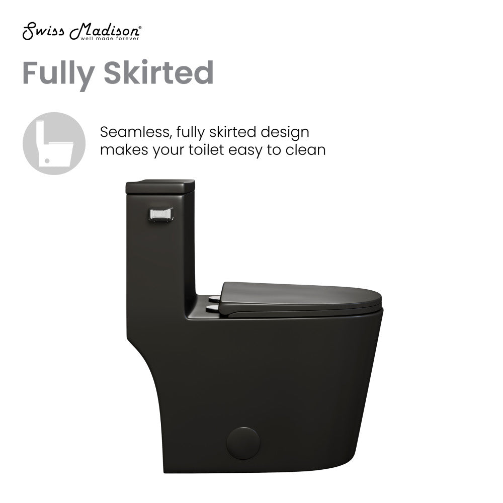 Dreux One-Piece 12" Rough-in 1.28 GPF Left Flush Elongated Toilet in Matte Black