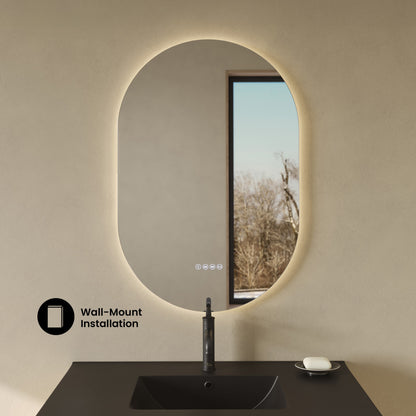 Aura 24" x 36" Pill Shaped LED Anti-Fog Smart Mirror with Bluetooth