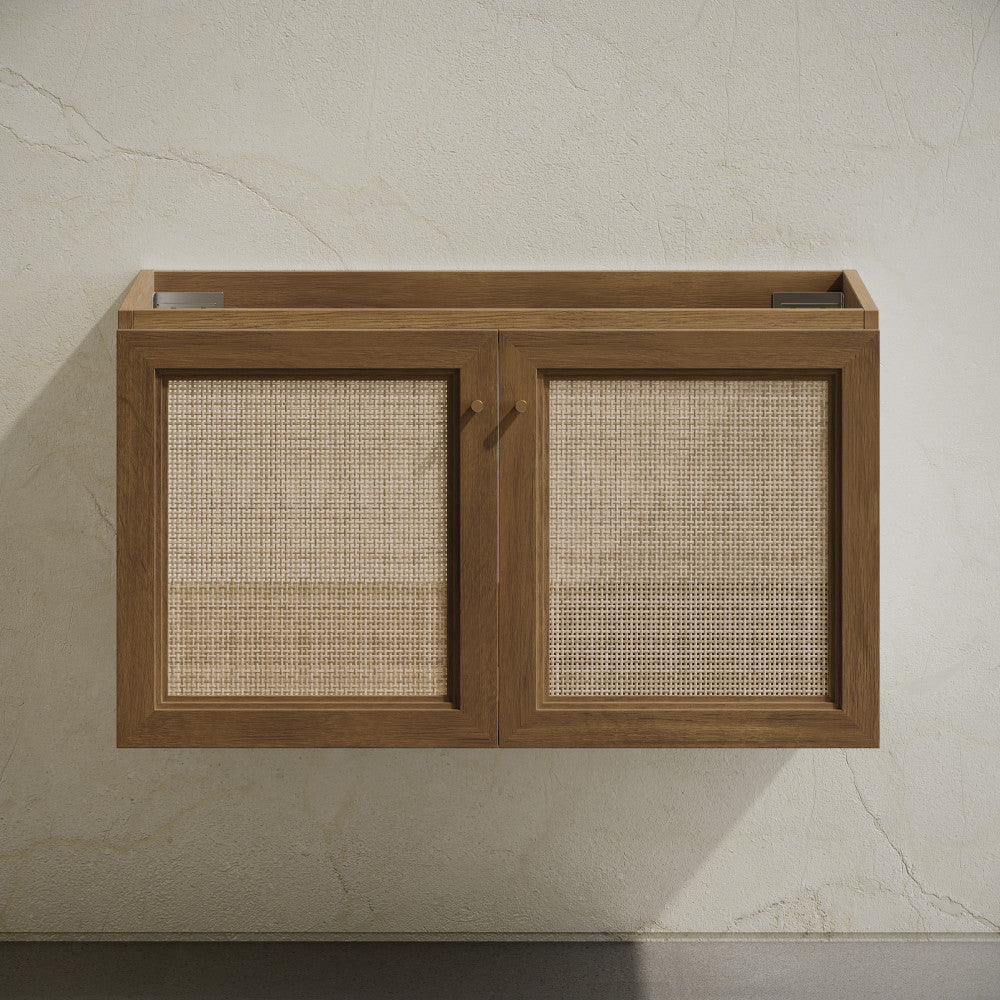 Classe 36" Wall-Mounted Bathroom Vanity in Brown Oak without Sink Top