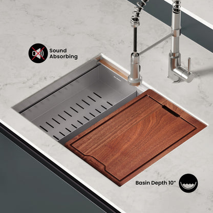 Rivage 22 x 19 Single Basin Undermount Kitchen Workstation Sink