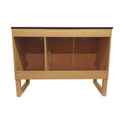 Arles 48 in. Natural Oak, Double Basin Bathroom Vanity With Black Ceramic Sink Top