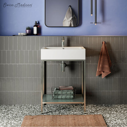 Pierre 24" Open Shelf Chrome Frame Freestanding Bathroom Vanity with Sink Top