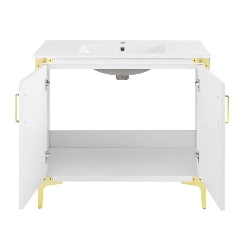 Voltaire 36" Freestanding Bathroom Vanity in White with Sink Top