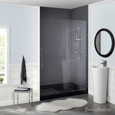 Voltaire 60" x 36" Acrylic Black, Single-Threshold, Left Drain, Shower Base