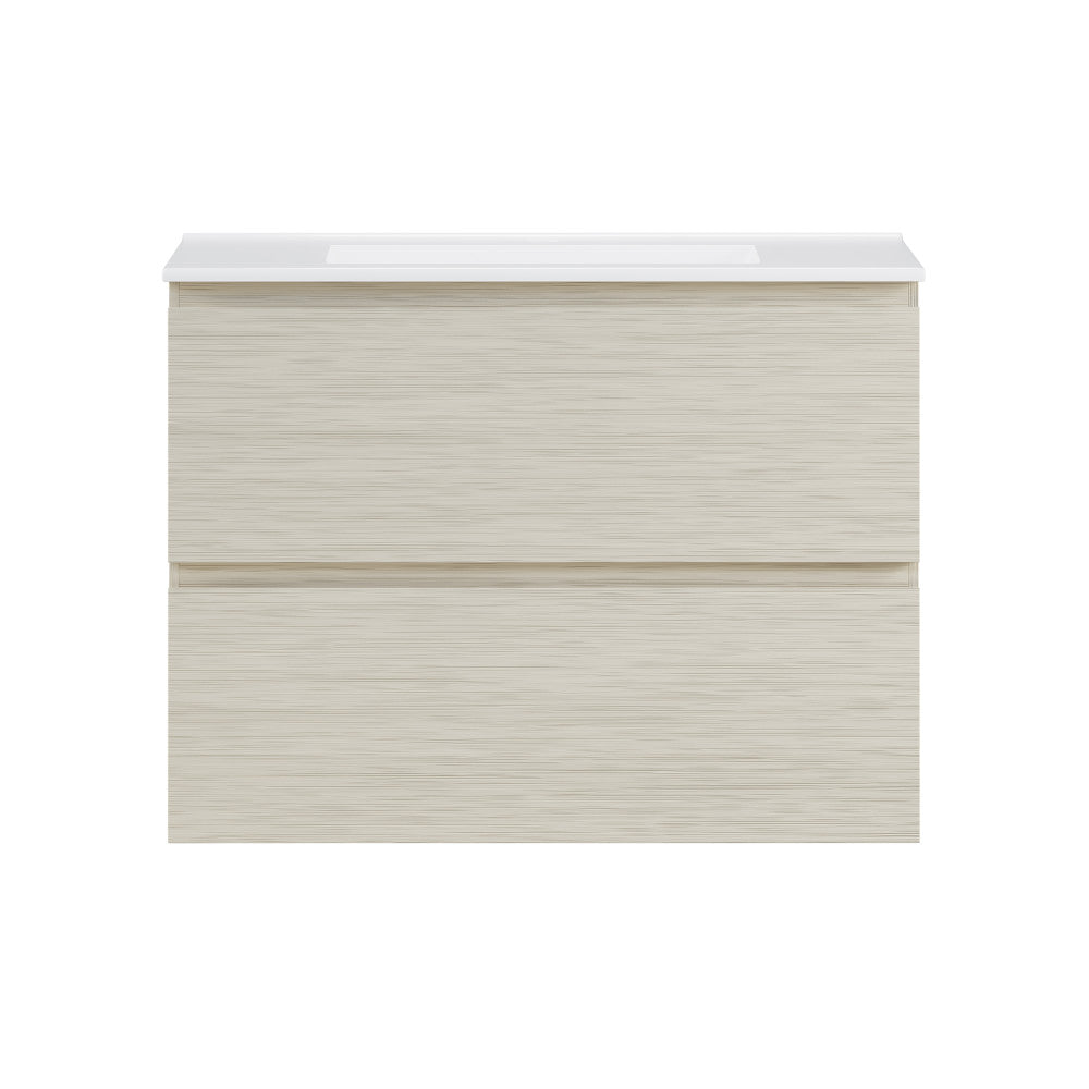 Liberte 30" Wall-Mounted Bathroom Vanity in White Oak with Sink Top