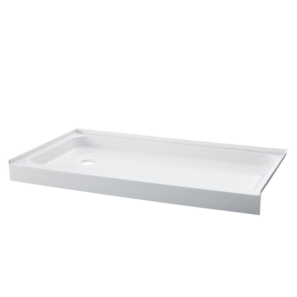 Swiss Madison Aquatique 60 x 32 Single Threshold Shower Base with Right Hand Drain and Integral Left Hand Seat in White