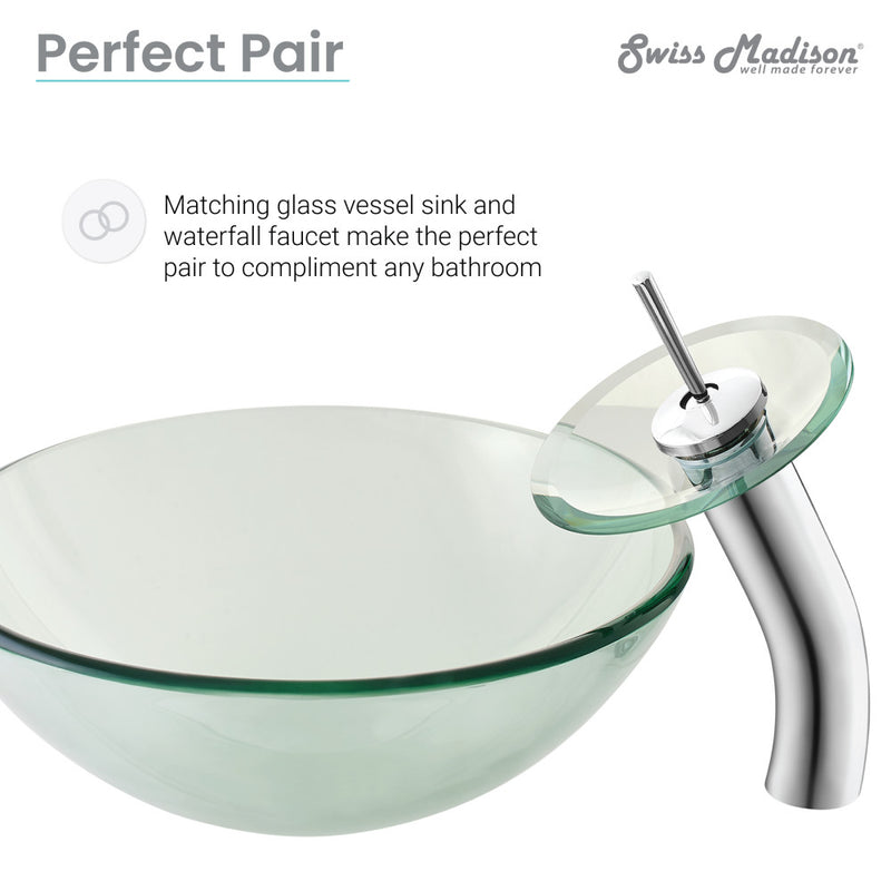 Cascade 16.5 Glass Vessel Sink with Faucet, Clear