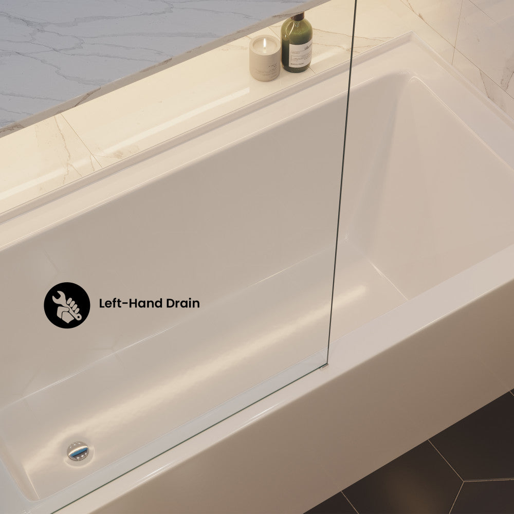 Voltaire 60 x 30 Skirted Left Drain Soaking Alcove Bathtub in Glossy White
