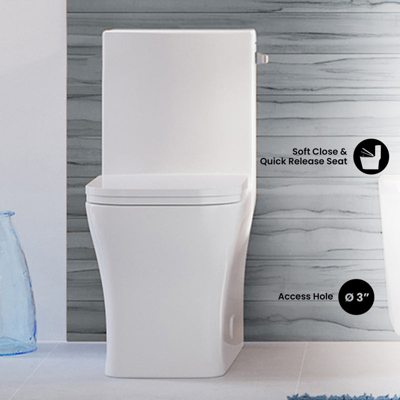 Concorde One Piece Square Right Side Flush Handle Toilet 1.28 gpf