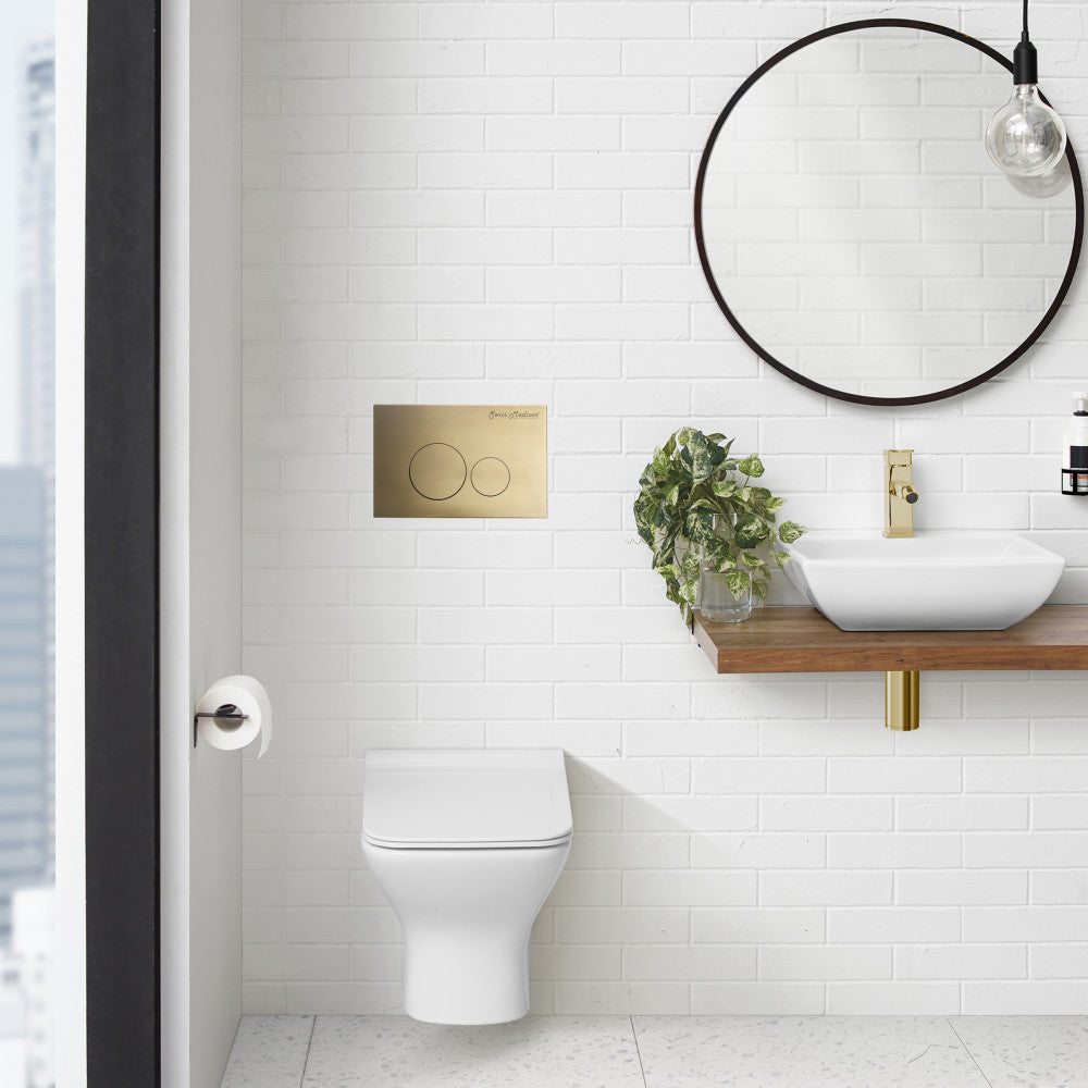 Monaco Wall Mount Actuator Flush Push Button Plate in Brushed Brass