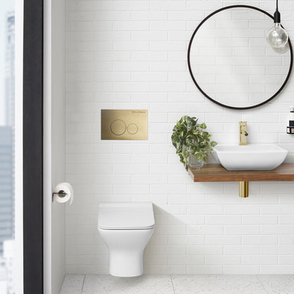 Monaco Wall Mount Actuator Flush Push Button Plate in Brushed Brass