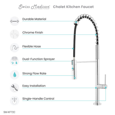 Chalet Single Handle, Pull-Down Kitchen Faucet in Chrome