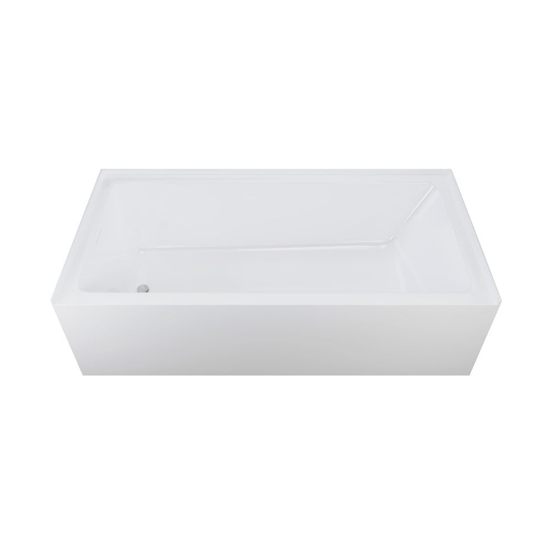 Voltaire 72 x 32 Skirted Left Drain Soaking Alcove Bathtub in Glossy White, Drain Included