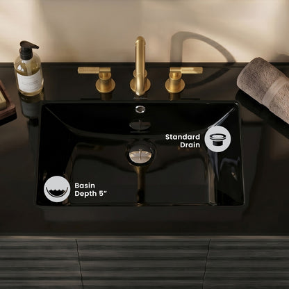 36" 3-Hole Widespread Vanity Sink Top in Glossy Black