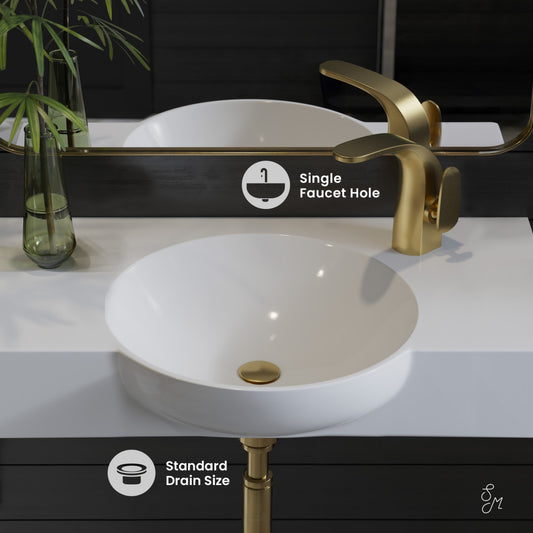 Chateau 30" Wall-Mounted Sink Center Basin with Right Side Faucet Mount in Glossy White