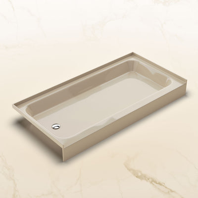 Voltaire 60 x 30 Shower Pan Base with Left Drain in Glossy Bisque